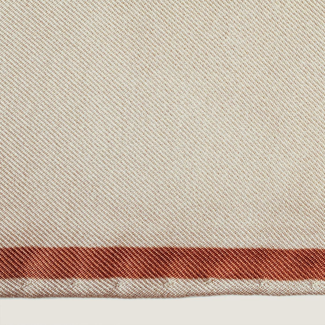 The Quatrefoil silk carré — silk twill and hand-rolled edge, close up