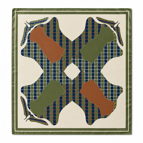 The Crossing silk carré — Navy Peony, Pantone 19-4029