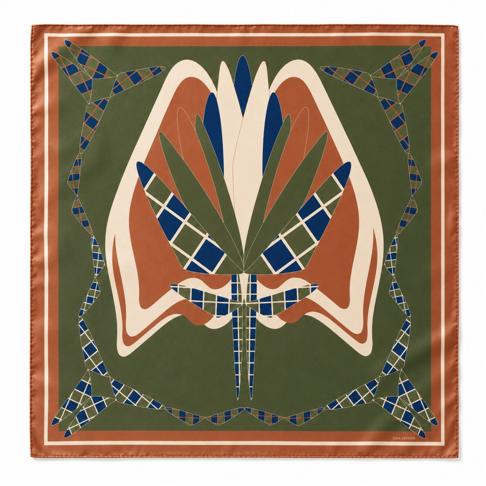 The Graft silk carré — Bronze Green, Pantone 18-0317
