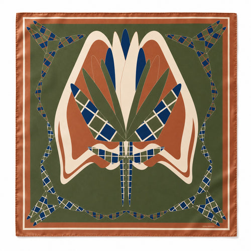 The Graft silk carré — Bronze Green, Pantone 18-0317