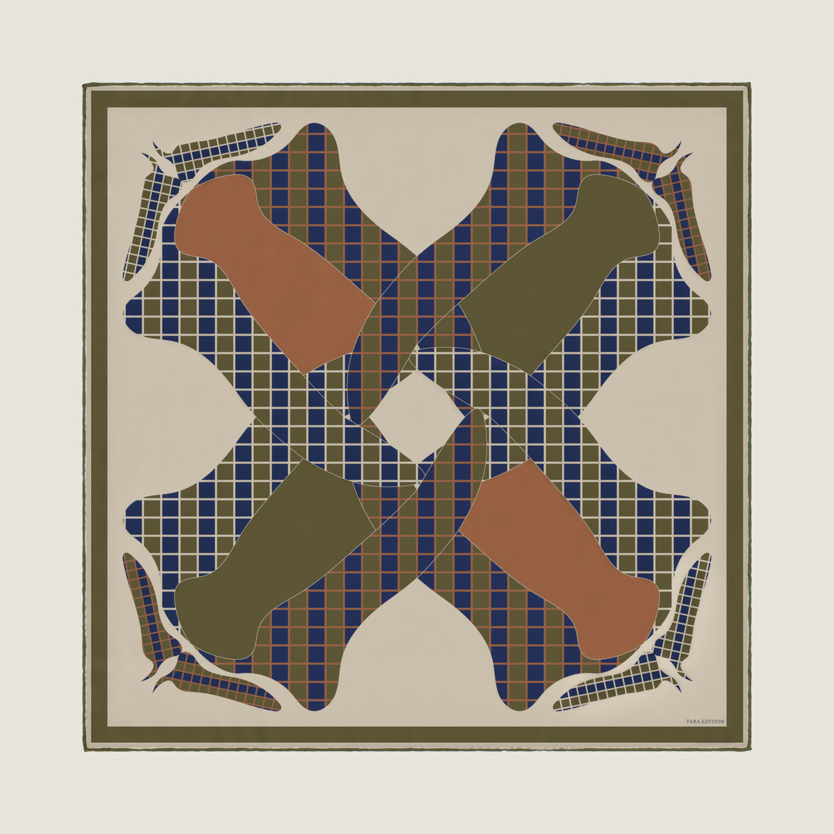 The Crossing silk carré — full square, front view