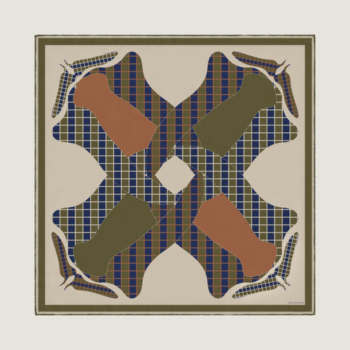 The Crossing silk carré — full square, front view