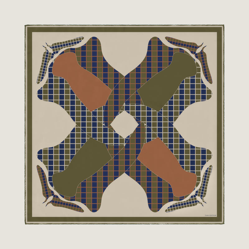 The Crossing silk carré — full square, front view