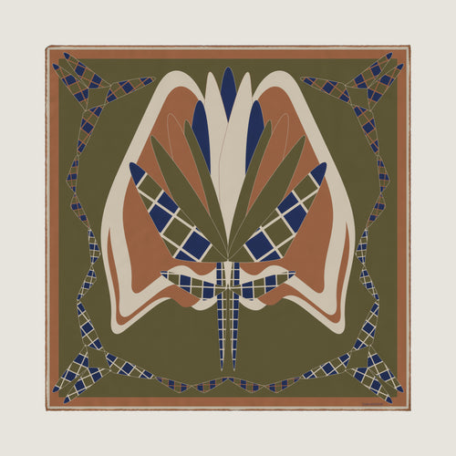 The Graft silk carré — full square, front view